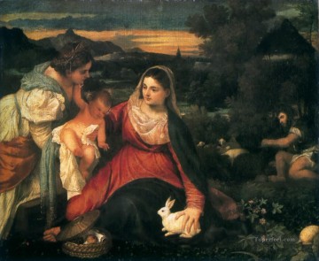 virgen y el niño con santa catalina y un conejo 1530 Pinturas al óleo